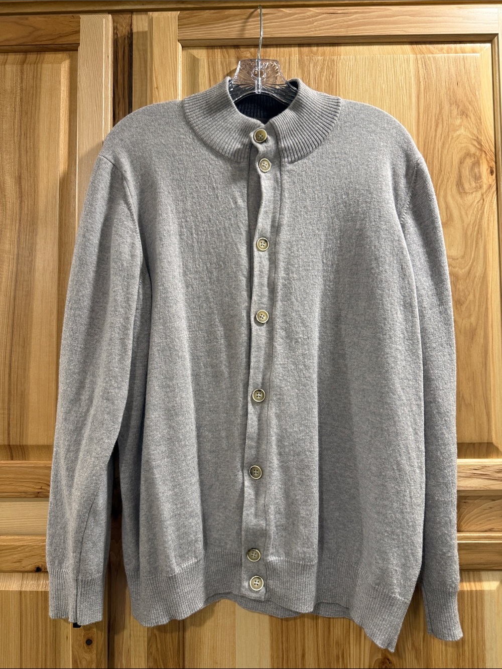 Thomas Dean Merino Wool Men’s XXL Light Gray Button-Up Cardigan Grandpacore